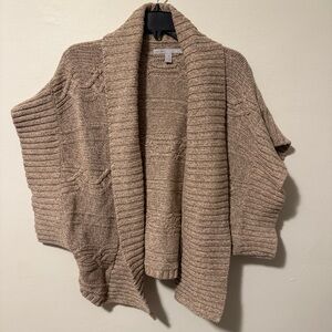 Old Navy Short Sleeve Open Front Knit Cardigan Sweater M/L Tan
